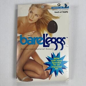 Vintage 1990s Bare L'Eggs Pantyhose Stockings Touch of Taupe Queen Size